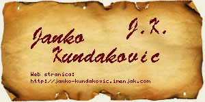 Janko Kundaković vizit kartica
